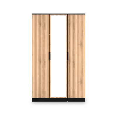 Jago Slatted Effect 3 Door Mirrored Wardrobe