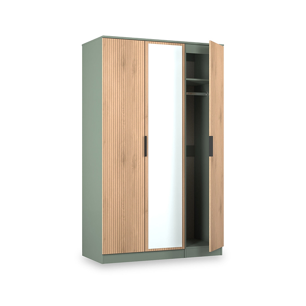 Jago Slatted Effect 3 Door Mirrored Wardrobe
