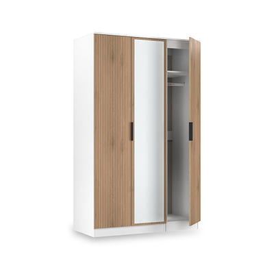 Jago Slatted Effect 3 Door Mirrored Wardrobe