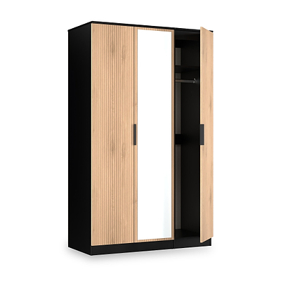 Jago Slatted Effect Tall 3 Door Mirrored Wardrobe