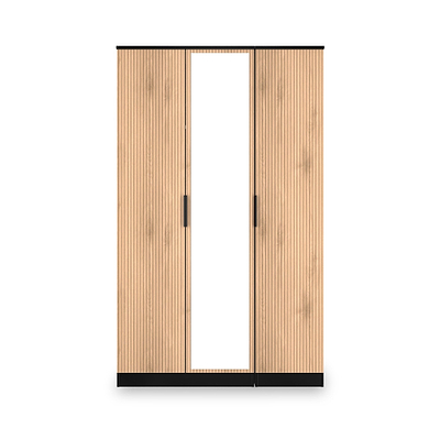 Jago Slatted Effect Tall 3 Door Mirrored Wardrobe