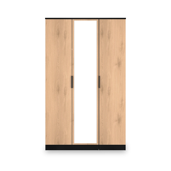 Jago Slatted Effect Tall 3 Door Mirrored Wardrobe