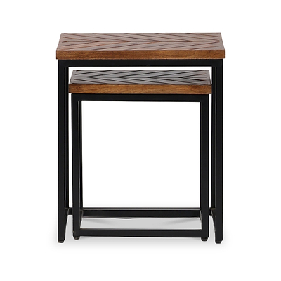 Loric Parquet Mango Wood Nest Of Tables