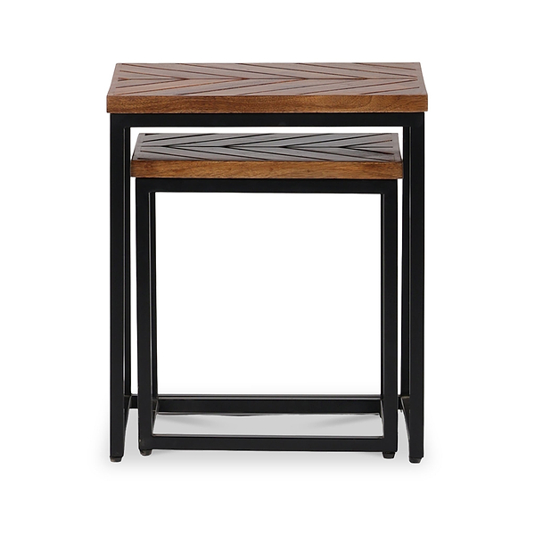 Loric Parquet Mango Wood Nest Of Tables