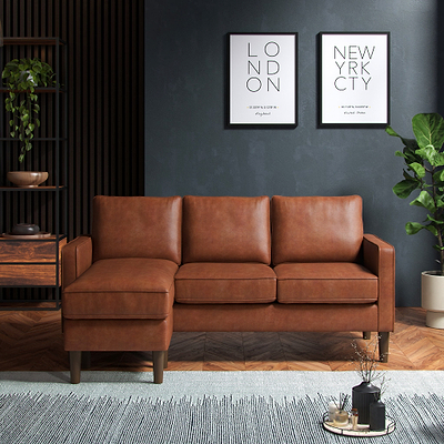 Jefri Faux Leather Reversible Chaise Sofa