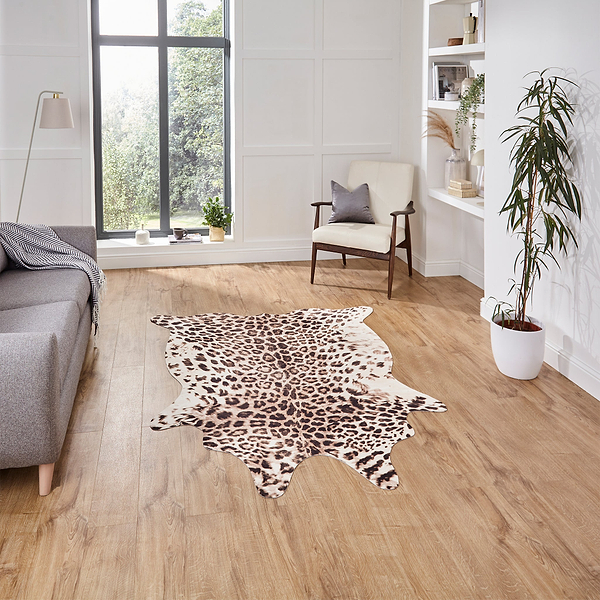 Dakar Faux Fur Leopard Print Rug
