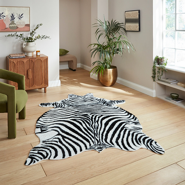 Faux Fur Zebra Print Rug