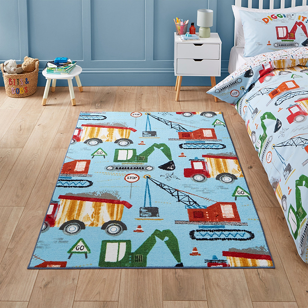 Kids Construction Washable Rug