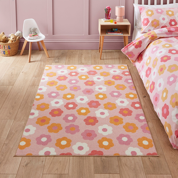 Kids Daisy Retro Washable Rug