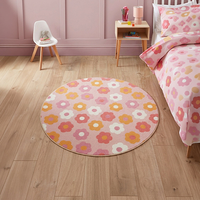 Kids Daisy Retro Washable Rug
