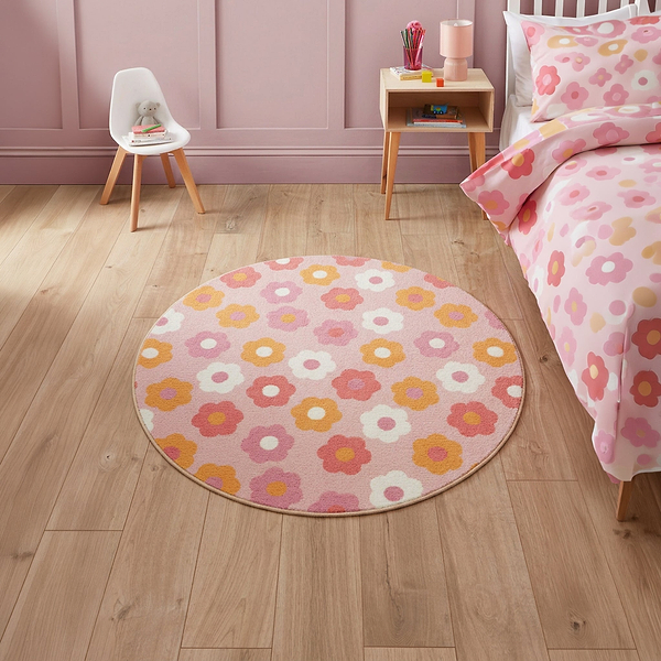 Kids Daisy Retro Washable Rug