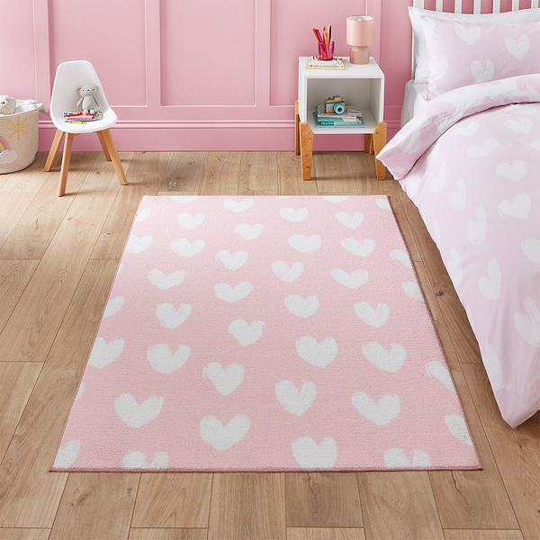 Kids Hearts Washable Rug