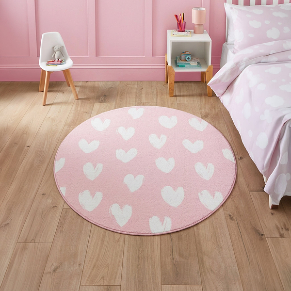 Kids Hearts Washable Rug