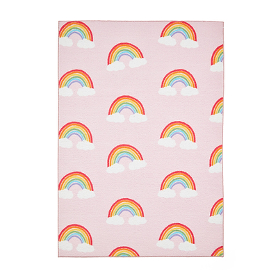 Kids Rainbow Hearts Washable Rug