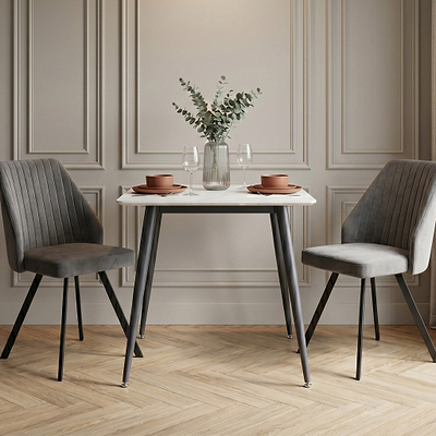 Avril White Sintered Stone 75cm Dining Table