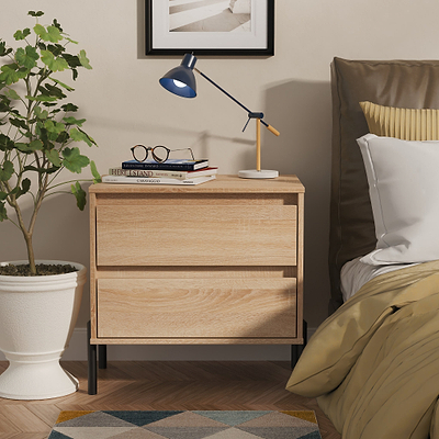 Axton 2 Drawer Wide Bedside Table