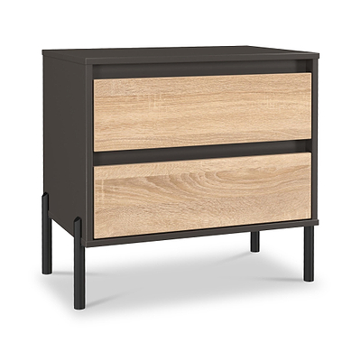 Axton 2 Drawer Wide Bedside Table