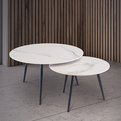 Selma Marble Effect Coffee Table Set