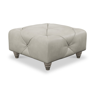 Everett Leather Button Top Footstool