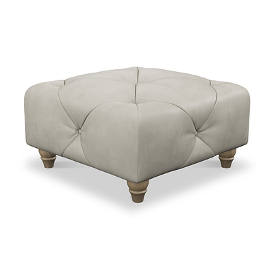 Everett Leather Button Top Footstool