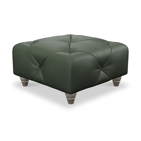 Everett Leather Button Top Footstool