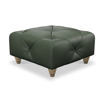 Everett Leather Button Top Footstool