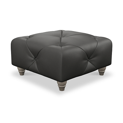 Everett Leather Button Top Footstool