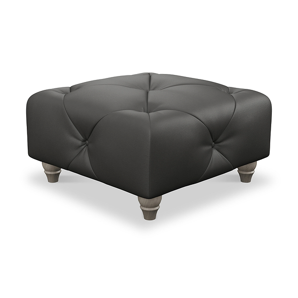 Everett Leather Button Top Footstool