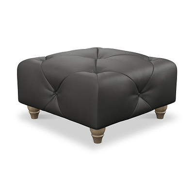Everett Leather Button Top Footstool