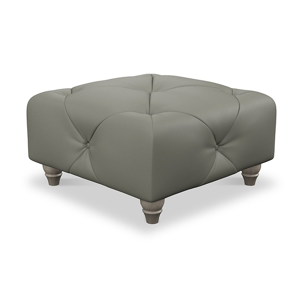 Everett Leather Button Top Footstool