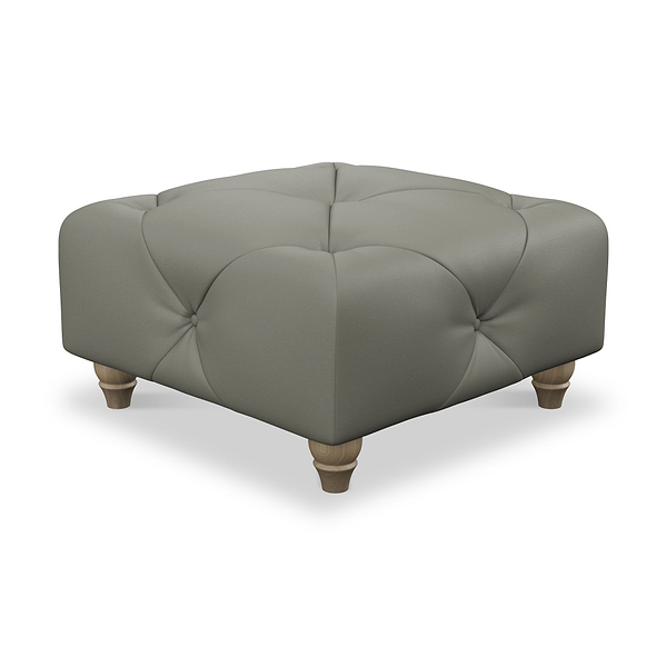 Everett Leather Button Top Footstool
