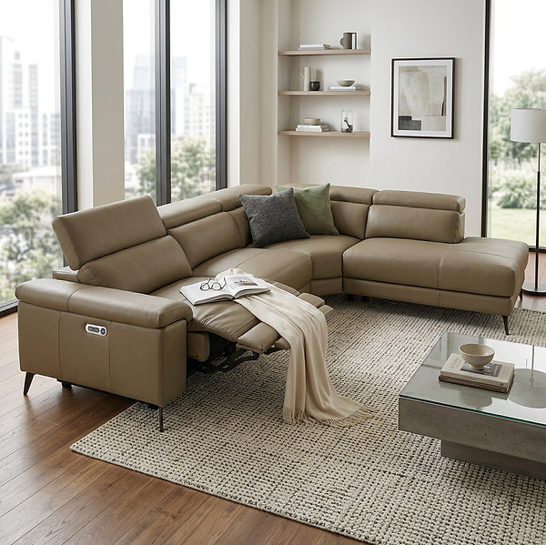 Radford Leather Power Reclining Corner Chaise Sofa