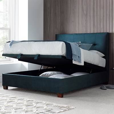 Southwick Velvet Ottoman Storage Bed Frame