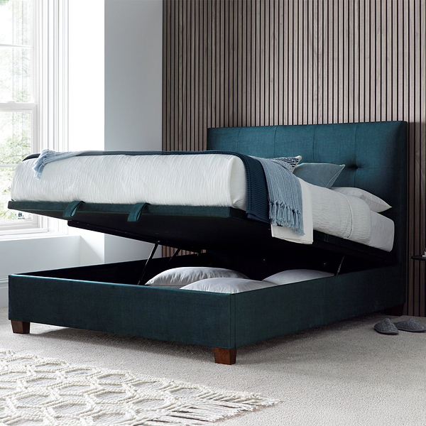 Southwick Velvet Ottoman Storage Bed Frame