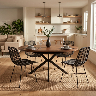Barker 120cm-160cm Dark Oak Effect Extending Dining Table