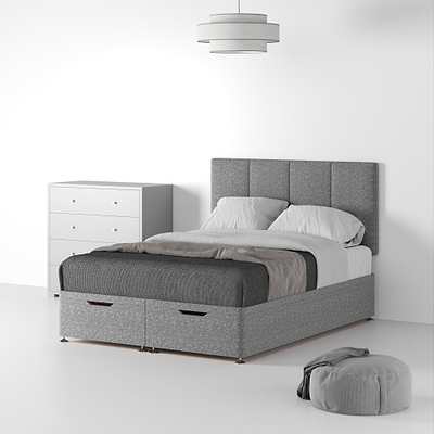 Farrow Piano Linen Ottoman Divan Bed and Headboard
