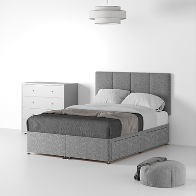 Farrow Piano Linen Divan Bed and Headboard