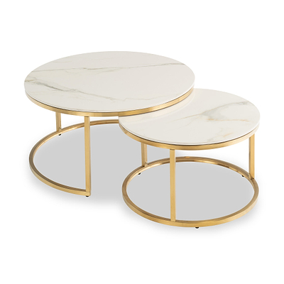 Mira Kass Gold Marble Effect Coffee Table Set