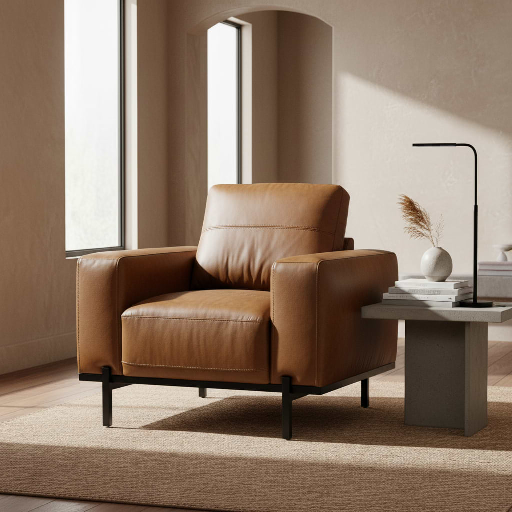 Umber Faux Leather Armchair
