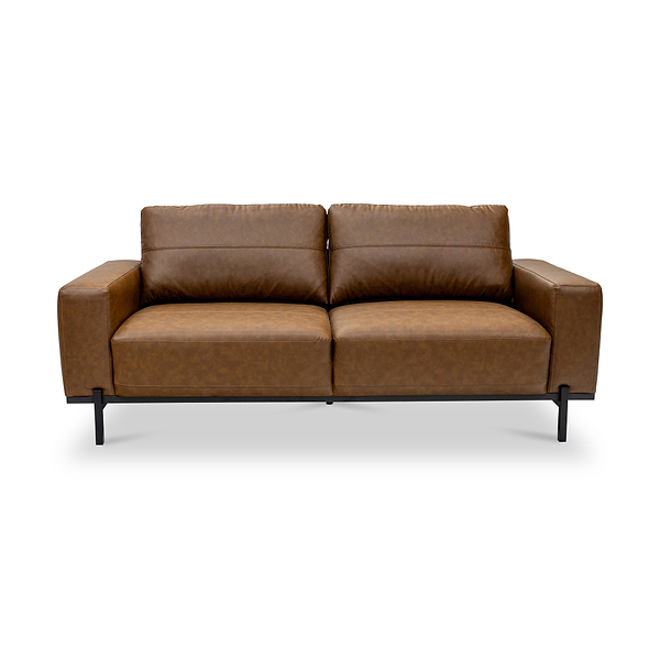 Umber Faux Leather 3 Seater Sofa