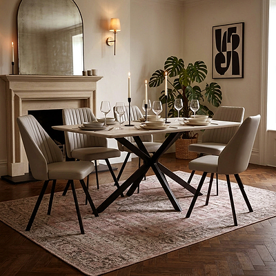 Barlo 160cm Travertine Effect Dining Table