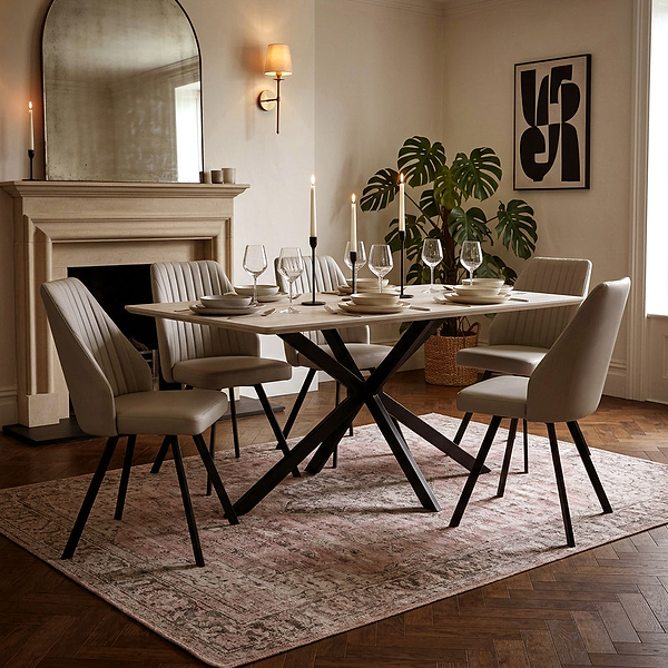 Barlo 160cm Travertine Effect Dining Table