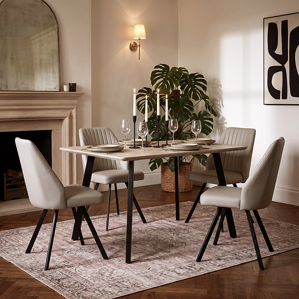 Barlo 120cm Travertine Effect Dining Table