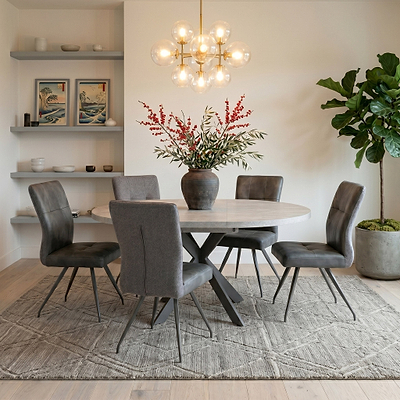 Harald 120cm Light Grey Round Extendable Dining Table