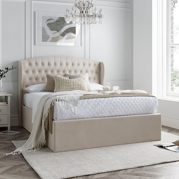 Sailsbury Velvet Ottoman Storage Bed Frame