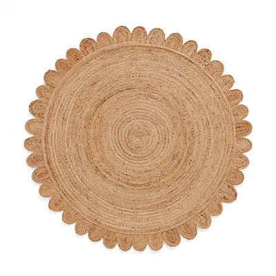 Chesney Round Jute Scalloped Edge Natural Rug