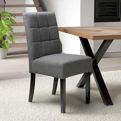 Pryder Faux Linen Dining Chair with Black Legs