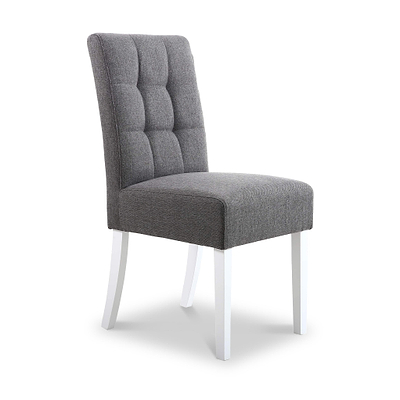 Pryder Faux Linen Dining Chair with White Legs