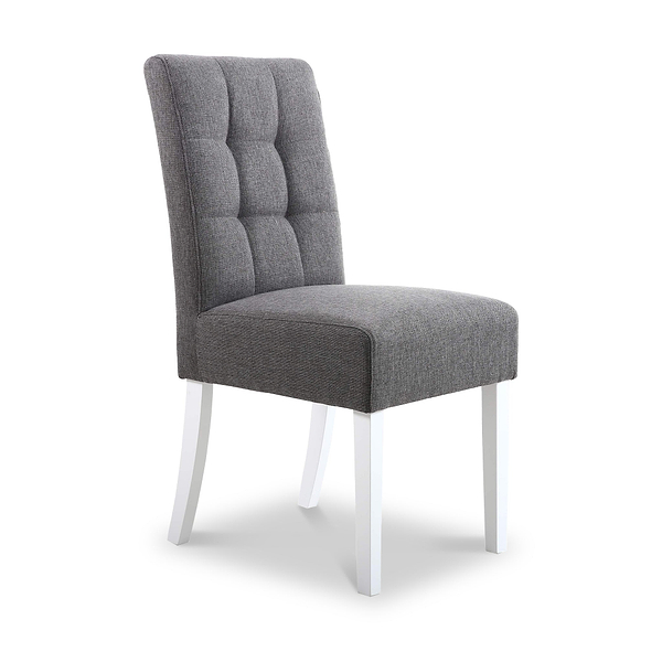 Pryder Faux Linen Dining Chair with White Legs