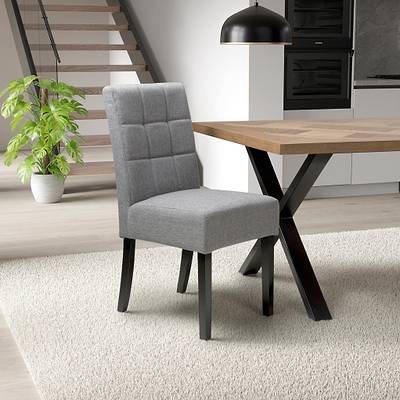 Pryder Faux Linen Dining Chair with Black Legs